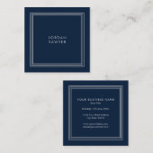 Navy und Gray Simple Classic Quadratische Visitenkarte (Vorne/Hinten)