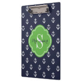 Navy und Green Anchors Custom Monogram Klemmbrett (Links)