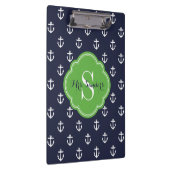 Navy und Green Anchors Custom Monogram Klemmbrett (Rechts)