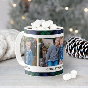 Navy und Green Kariert Custom Foto Kaffeetasse