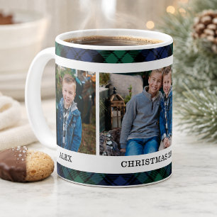 Navy und Green Kariert Custom Foto Kaffeetasse