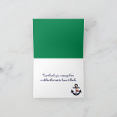 Navy und Green Nautical Anchor Vielen Dank Note Ca Dankeskarte (Innenseite)