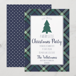 Navy und Green Tartan Kariert, Weihnachts-Party Einladung