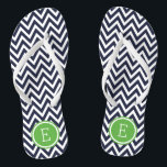 Navy und Green Zickzack Monogram Badesandalen<br><div class="desc">Maßgeschneiderte,  bedruckte Flop-Sandalen mit einem stilvollen,  modernen Zickzack Muster und einem eigenen Monogramm oder einem anderen Text in einem Kreisrahmen. Klicken Sie auf Anpassen,  um Schriftart und Farben zu ändern oder eigene Bilder hinzuzufügen,  um ein einzigartiges Design zu erstellen!</div>