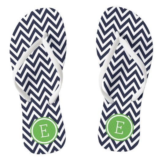 Navy und Green Zickzack Monogram Badesandalen (Fußbett)