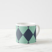 Navy- und Grün-Diamantmuster Espressotasse (Vorderseite Rechts)