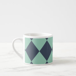 Navy- und Grün-Diamantmuster Espressotasse