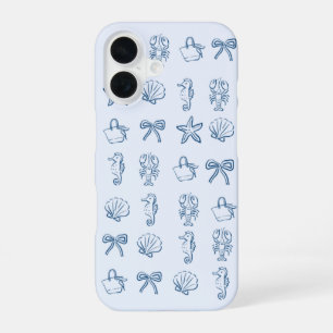 Navy- und hellblaue Handyhülle Sommer iPhone 16 Hülle