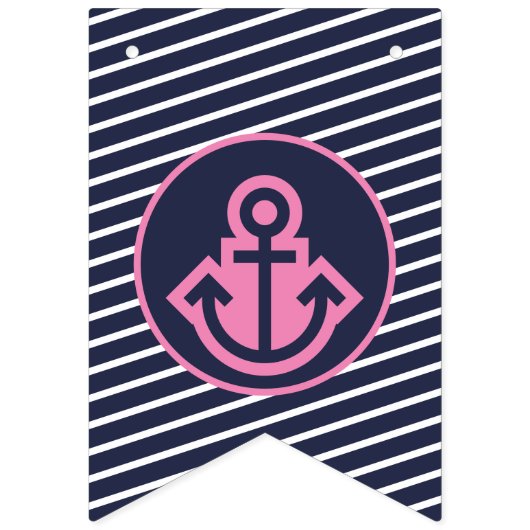 Navy und Hellrosa Jagdfahnen Wimpelkette (Dritte Fahne)