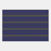 Navy und Holzkohle fünf Streifen Muster Geschenkpapier Set (Vorderseite)