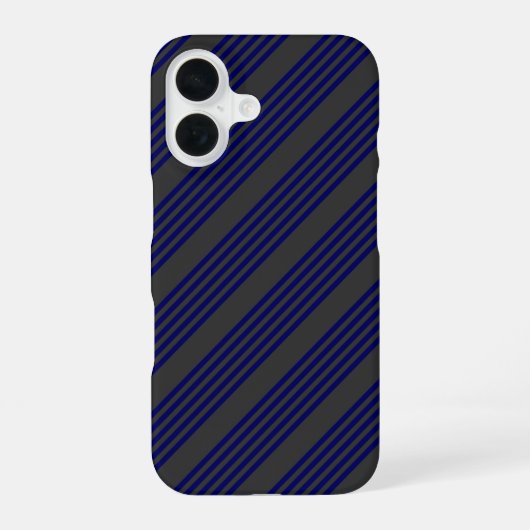 Navy und Holzkohle fünf Streifen Muster iPhone 16 Hülle (Rückseite)