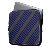 Navy und Holzkohle fünf Streifen Muster Laptopschutzhülle (Vorderseite Links)