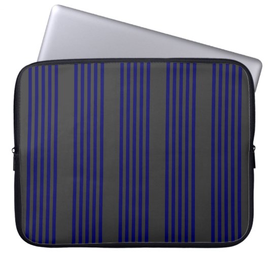 Navy und Holzkohle fünf Streifen Muster Laptopschutzhülle (Vorderseite)