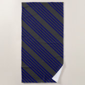 Navy und Holzkohle fünf Streifen Muster Strandtuch (Vorderseite)