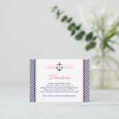 Navy und Koral Nautical Wedding Card Begleitkarte (Stehend Vorderseite)