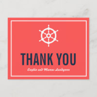 Navy und Koral Nautical Wedding Danke Postcard