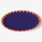 Navy- und Korallenplatte Pappteller (Schrägansicht)