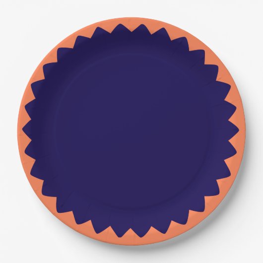 Navy- und Korallenplatte Pappteller (Vorderseite)