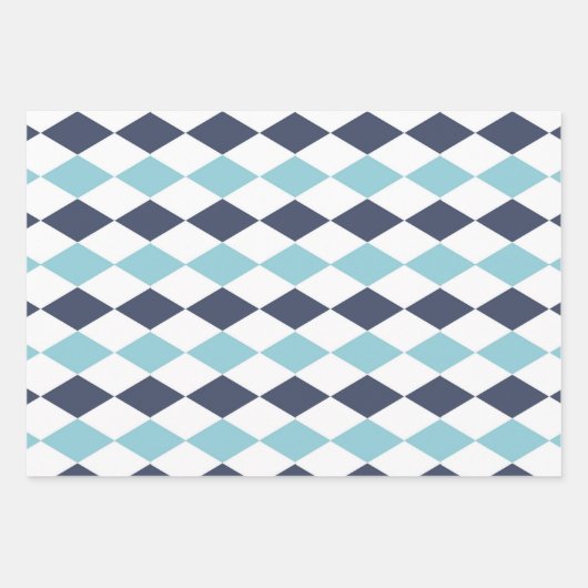 Navy und Light Blue auf White Geschenkpapier Set (Vorderseite 2)