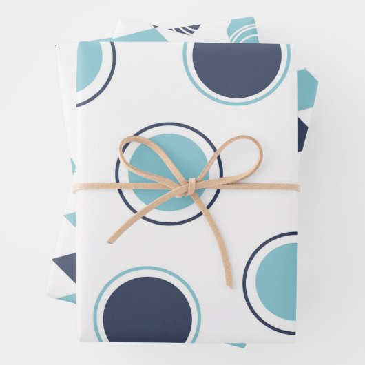 Navy und Light Blue auf White Geschenkpapier Set (Beispiel)