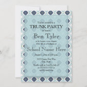 Navy und Light Blue Diamond Pattern Trunk Party Einladung (Vorderseite)