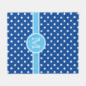 Navy und Light Blue mit White Polka Dot Monogram Fleecedecke (Vorderseite (Horizontal))