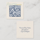 Navy und Mint Doodle Baby-Registry-QR-Code Begleitkarte (Vorne/Hinten)