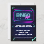 Navy und Neon Bingo Night Party Einladung (Vorderseite)