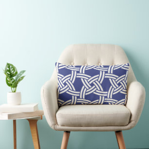 Navy und Off White Circle Links Pillow Lendenkissen