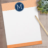 Navy und Orange Chevrons mit Custom Monogram Briefkopf