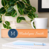 Navy und Orange Chevrons mit Custom Monogram Namensplakette