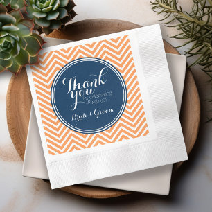 Navy und Orange - Hochzeit Danke, Bride Groom Serviette