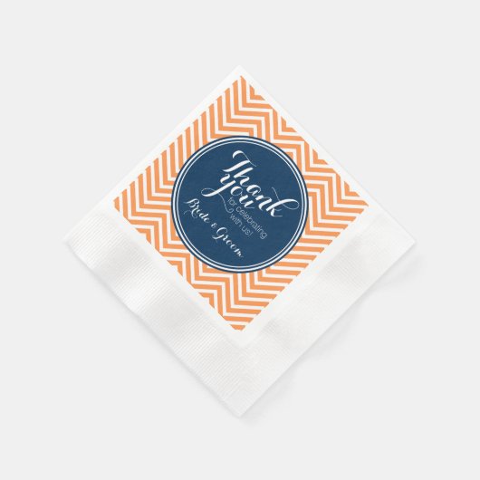Navy und Orange - Hochzeit Danke, Bride Groom Serviette (Ecke)