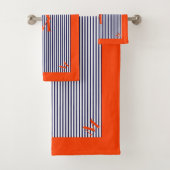 Navy und Orange Nautic Design Badhandtuch Set (Insitu)