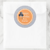 Navy und Orange Polka Dot Custom Gift Stickers (Tasche)
