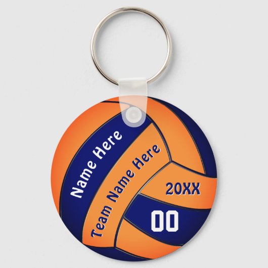 Navy und Orange Volleyball Geschenke mit 4 Textbox Schlüsselanhänger (Vorderseite)