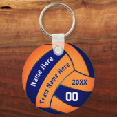 Navy und Orange Volleyball Geschenke mit 4 Textbox Schlüsselanhänger (Rückseite)