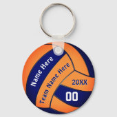 Navy und Orange Volleyball Geschenke mit 4 Textbox Schlüsselanhänger (Rückseite)