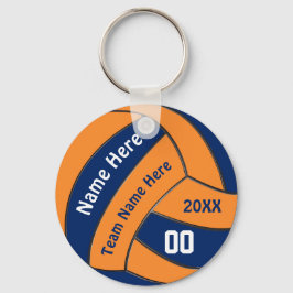 Navy und Orange Volleyball Geschenke mit 4 Textbox Schlüsselanhänger