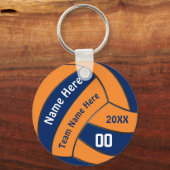 Navy und Orange Volleyball Geschenke mit 4 Textbox Schlüsselanhänger (Vorderseite)