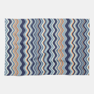 Navy und Orange Wavy Stripes Geschirrtuch