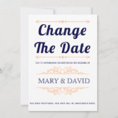 Navy und Peach Ändern Datum Ankündigung (Vorderseite)