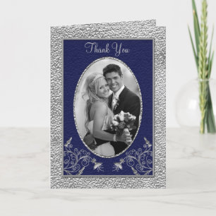 Navy und Pewter Dankeschön Karte mit Foto