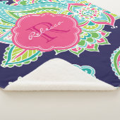Navy und Pink Boho Paisley Mit Monogramm Sherpadecke (3/4)