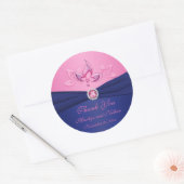 Navy und Pink Floral 3" Runde Dankeschön Sticker (Umschlag)
