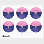 Navy und Pink Floral 3" Runde Dankeschön Sticker (Blatt)