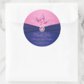 Navy und Pink Floral 3" Runde Dankeschön Sticker (Tasche)