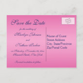 Navy und Pink Floral Save the Date Postkarte (Rückseite)