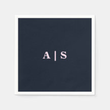 Navy- und Pink-Monogramm-Hochzeitscocktail