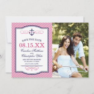 Navy und Pink Nautical Anchor Foto Save the Date